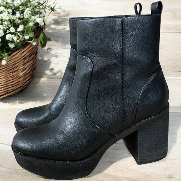 Cushionaire Festival Black Square Toe Block Heel Platform Ankle Boots Size 8 - Picture 2 of 10